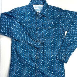 Wrangler 20X Competition Shirt Men's XL Blue Pearl Snap Advanced Confort Stretch